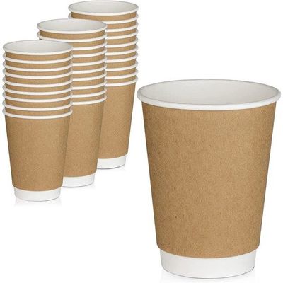 रेस्तरां 500 मिलीलीटर डिस्पोजेबल पेपर वॉटर कप क्राफ्ट ब्राउन डबल वॉल इंसुलेटेड टू गो कॉफी कप ले जाएं