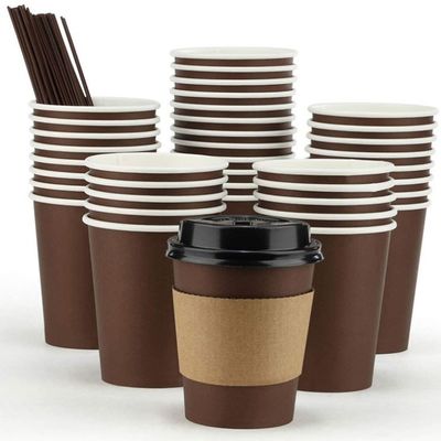 डिस्पोजेबल डबल लेयर पेपर कॉफी कप ढक्कन टेकवे पेपर कॉफी कप के साथ