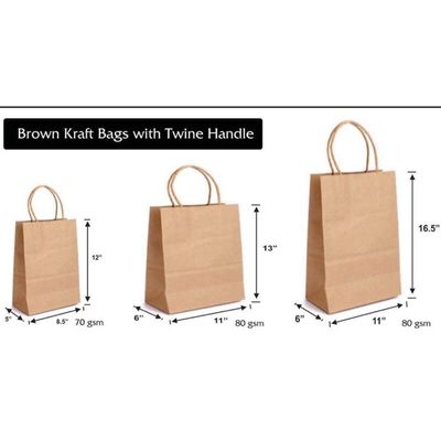 मुड़ हैंडल के साथ पुन: प्रयोज्य क्राफ्ट पेपर बैग पुन: प्रयोज्य शॉपिंग पेपर बैग