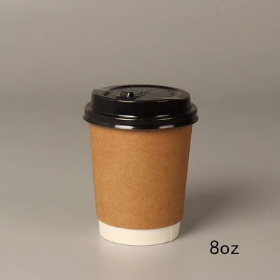 8oz 14oz 16oz डिस्पोजेबल पेपर ब्लैक पीपी ढक्कन के साथ गर्म / ठंडा कॉफी कप