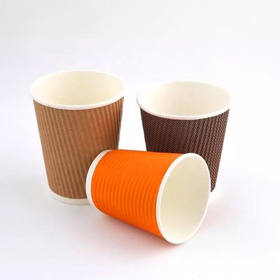 पीई लेपित तेल प्रतिरोधी 12oz डिस्पोजेबल गर्म चाय कप ट्रिपल वॉल इन्सुलेट पेपर कप
