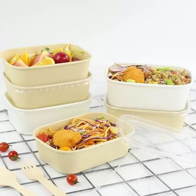 26oz Custom Eco-friendly Disposable Take Away Rectangle Kraft Paper Food Packing Bowl
