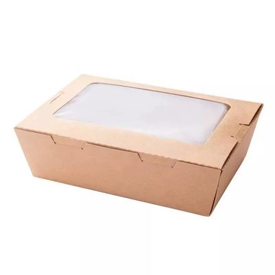 खिड़की के साथ स्क्वायर कस्टम पेपर बॉक्स मुद्रित डिस्पोजेबल खाद्य ग्रेड सलाद पैकेजिंग