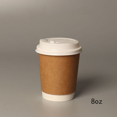 ढक्कन के साथ उच्च गुणवत्ता वाले डिग्रेडेबल 8oz 14oz 16oz क्राफ्ट पेपर कॉफी कप